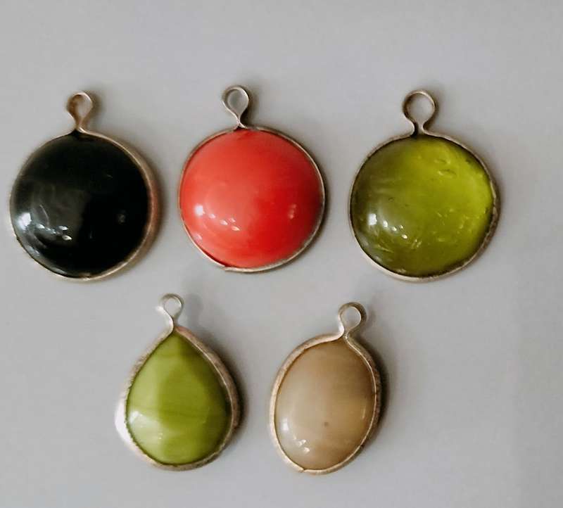 5 Pendant Combo nr14. Glass/Semi Precious stone/Acrylic
