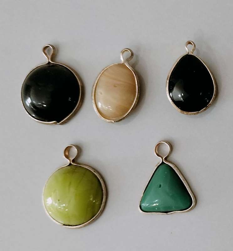 5 Pendant Combo nr15. Glass/Semi Precious stone/Acrylic