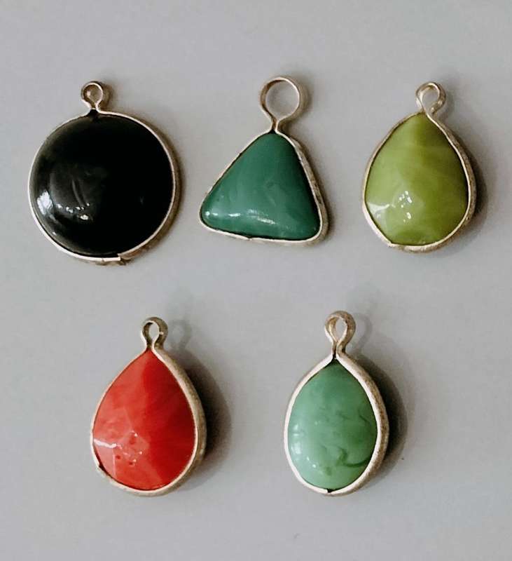 5 Pendant Combo nr11. Glass/Semi Precious stone/Acrylic