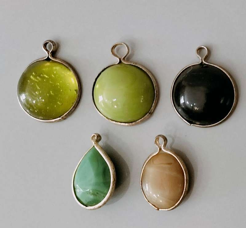 5 Pendant Combo nr7. Glass/Semi Precious stone/Acrylic
