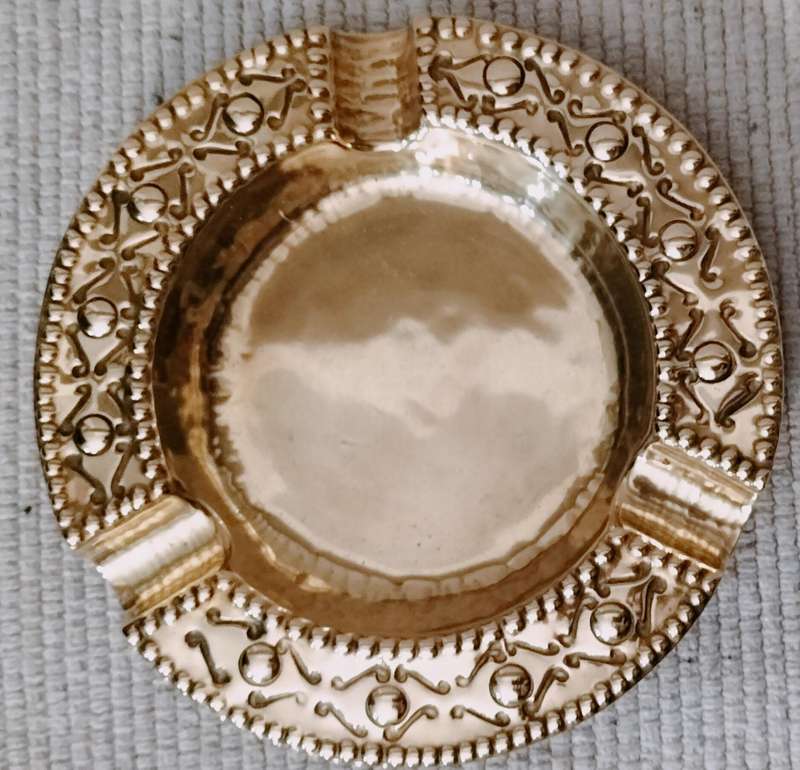 Rare Superior Quality Etched Hammered Copper/Brass Swedish Ashtray