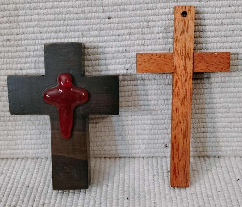 Pair of 2 Beautiful Wooden Decorative Crosses