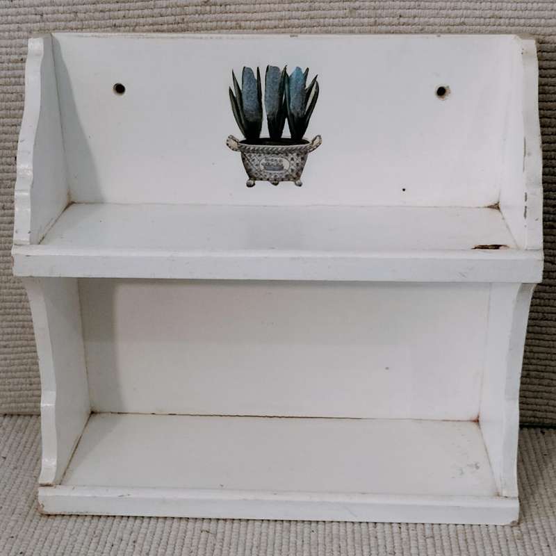 Small Wooden Two Tier Wall Shelf.