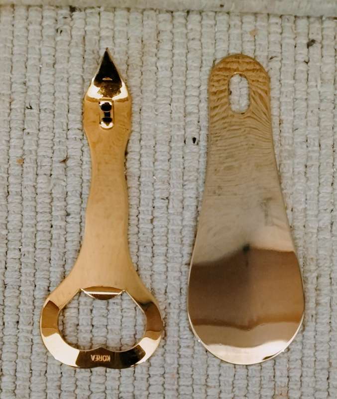 Vintage Gold Tone Korean Bottle Can Opener and Shoe Horn