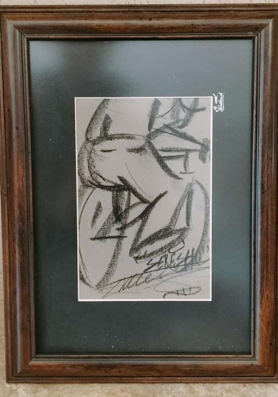 South African Artist John Mophethe Selesho (1956 - ) Pastel on Cardboard. (Nr9)