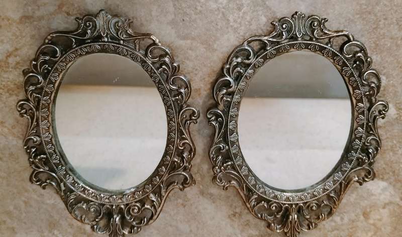Magnificent Pair of Vintage Solid Brass Mirrors