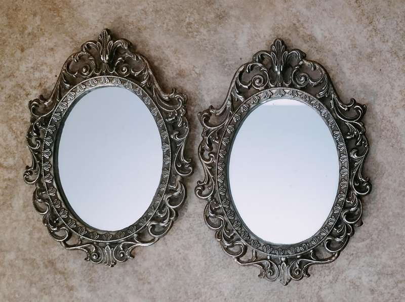 Magnificent Pair of Vintage Solid Brass Mirrors