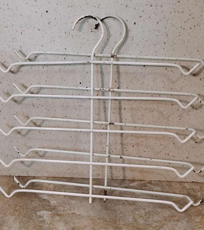 Superb Set of 2 Vintage Solid metal 5 Tier Trouser/Skirt Hangers
