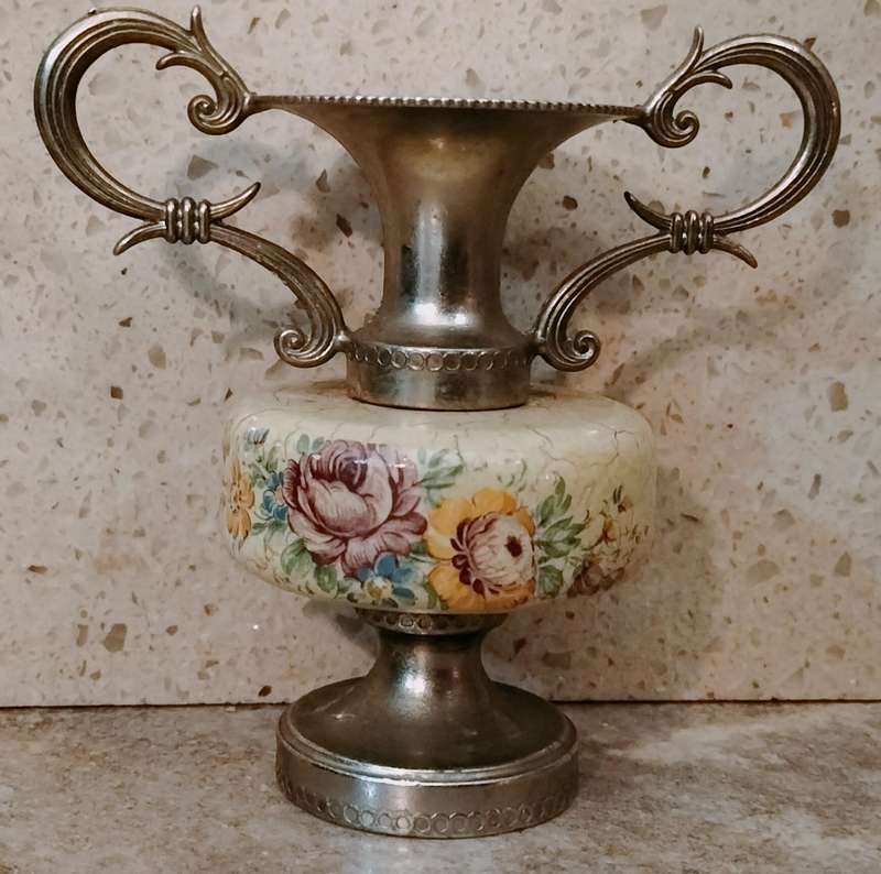 Stunning Metal with Aged Look Amphora Vase.