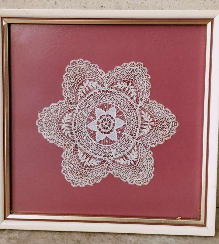 Magnificent Vintage Framed Bobbin Lace
