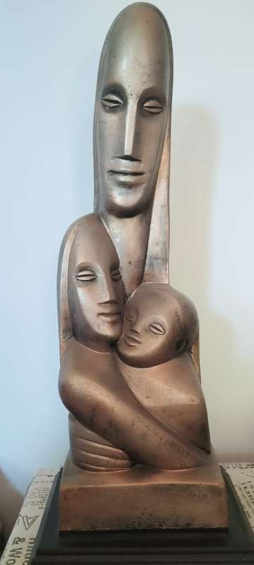 Absolutely Magnificent Art Deco Rima Padova Cast Plaster Mother and Children Circa 1950