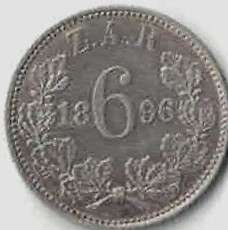ZAR Kruger 1896 6P  Sixpence. AU. Condition!