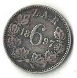 ZAR Kruger 1897 6P  Sixpence. Condition!