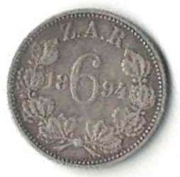 ZAR Kruger 1894 6P  Sixpence