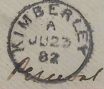 Griqualand West/Cape 1882 rare Barred Oval Diamond canceller "2"/ Kimberley cds. See below.