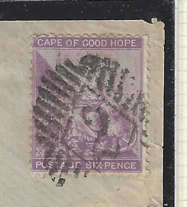 Griqualand West/Cape 1882 rare Barred Oval Diamond canceller "2"/ Kimberley cds. See below.
