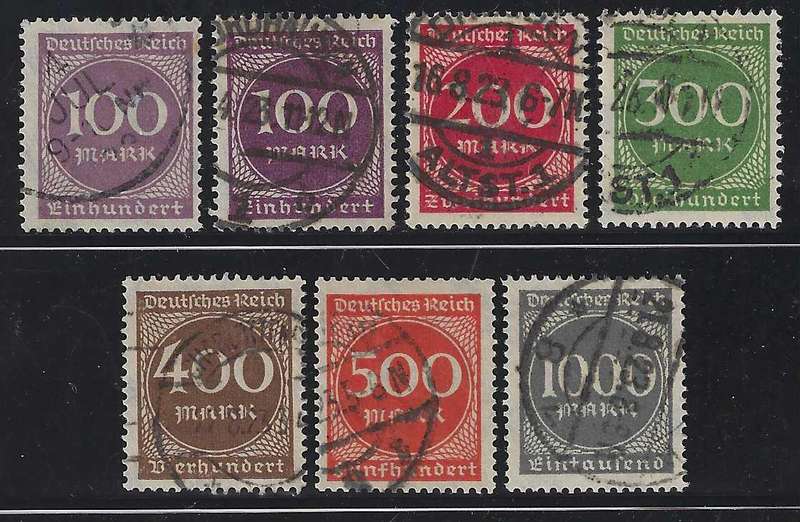 Germany 1923 scarce set of 7 fine used. SG 260/6. See below.