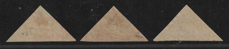 Cape 1864  Superb mint trio SACC 14, a, b /SG 18, 18b, 18c. CV R 71,000. See below.