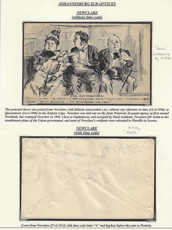 Transvaal Rarities: Unrecorded and "RRRR" NEWCLARE cards with & without time code. See below.