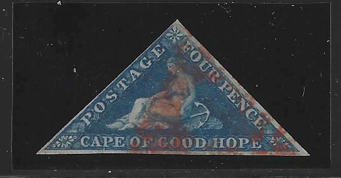 Cape 1853/63 SACC / SG 4a with RED cancellation. Scarce. See below.