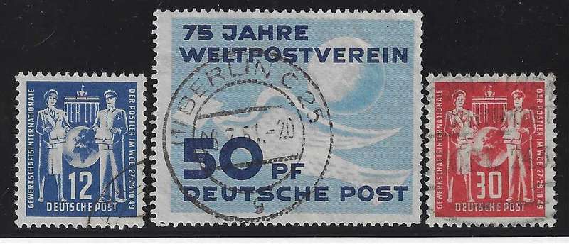 Germany (East) 1949 set of 3 fine used. SG 1/3. CV R 1,000 plus. See below.