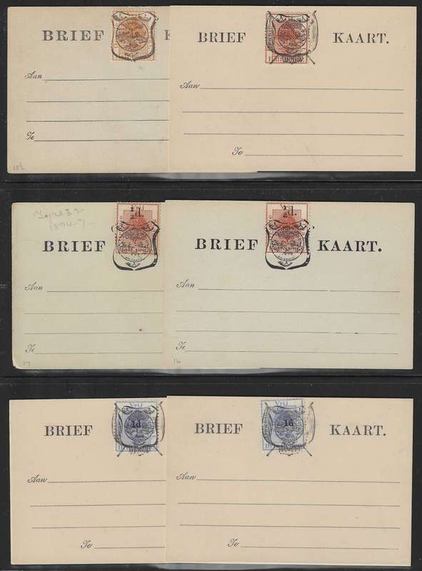 OFS Very Scarce Group of 18 different mint Brief Kaarte with varieties. R 6,000 plus. See below.