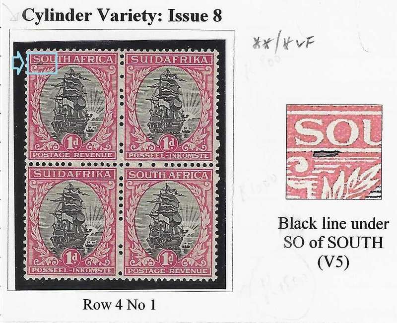 Union: 1932 Roto Issue 8 Cylinder variety block MNH/FM. UHB 37C V5. See below.