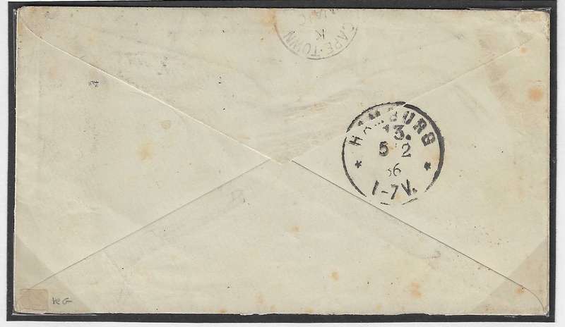 Cape 1886 (JA 4) rarity: Earliest recorded Idutya Proving cover with cds and BONC 328. See below.