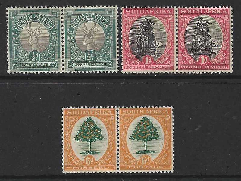 Union: 1927 Pretoria printing set of 3. CV R 3,660.  Superb MNH. See below.