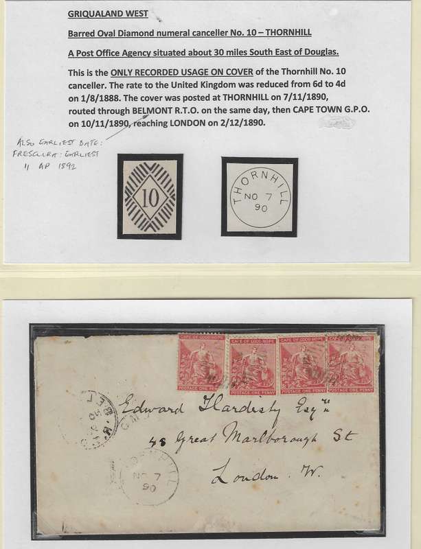 Cape 1890 Rarity: only Thornhill cds and BDC "10" on cover. See below.