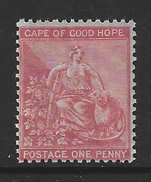 Cape 1865 1d rose-red MNH. SACC 18a/SG 23a. See below.
