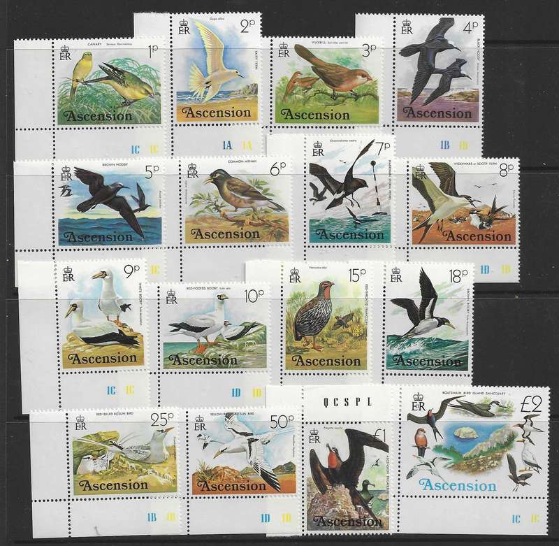 Ascension Iconic Bird set superb marginal MNH. See below.