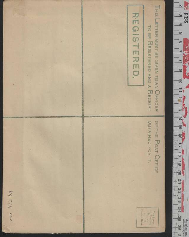 Cape Victoria rarely seen larger format embossed registered envelope.  See below.