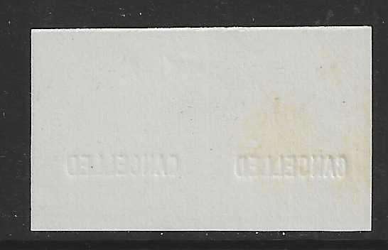 Cape 1872 PROOF IMPERF pair overprinted `CANCELLED`- one shilling green . See below.