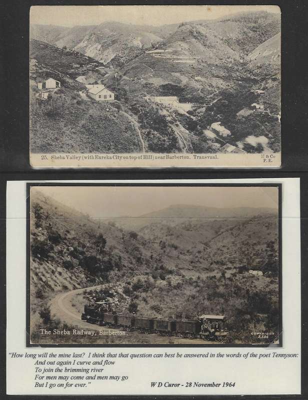 Transvaal two SHEBA VALLEY postcards. Scarce. See below.