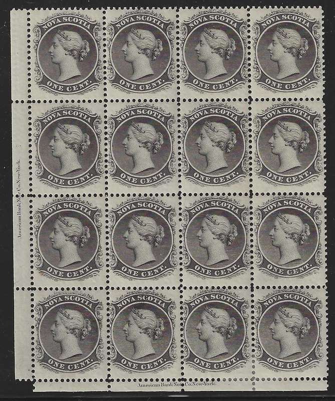 Canada (Nova Scotia) 1860 SG 9 IMPRINT `Bourne Head` block of 12 MNH/FM. See below.