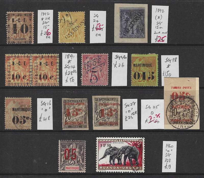 French New Caledonia, Martinique group mint/used. CV R 9,000. See below.