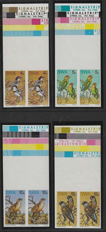 SWA 1974 Rare Birds Imperf pairs with signal strips superb MNH. SACC 269/72P. See below.