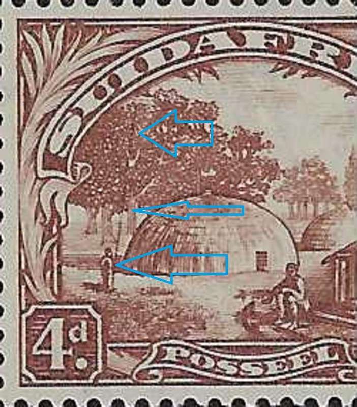 Union: 1932 Roto 4d `Spear Flaw` strip. Wm up. CV R 16,000 plus. Superb MNH. SACC47. See below.