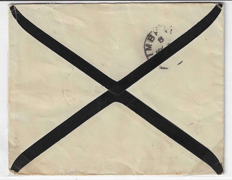 Cape 1890's (MY 5) scarce JJ Bosman mourning cover Cape Town/Kimberley/Taungs.  See below.