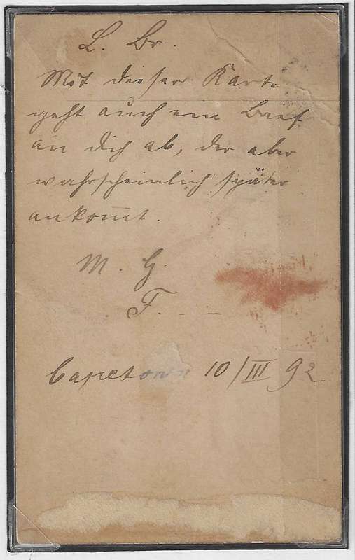 Cape 1892 scarce uprated Compass Wheel cds card Cape Town via London to Germany. See below.