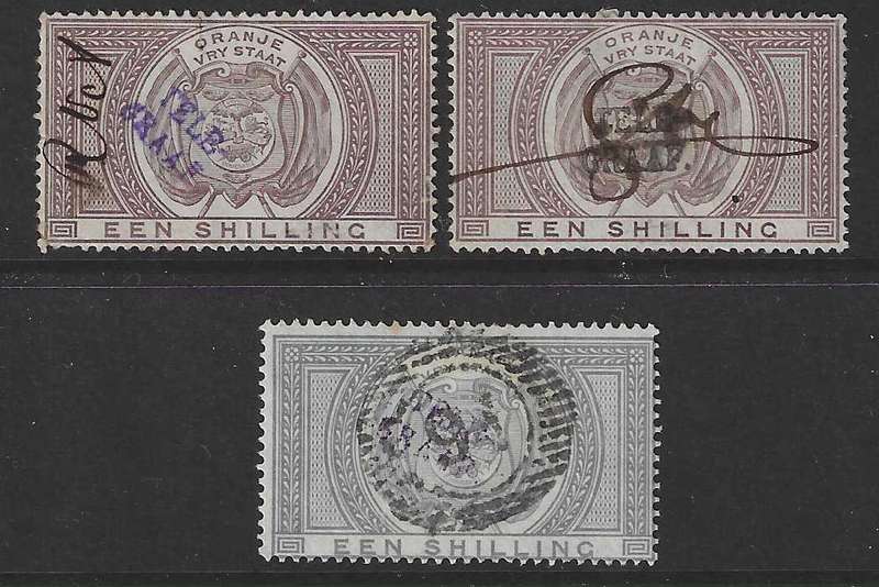 OFS 1886 set of 3 fine used. CV R 1,350. SG 77/9. See below.