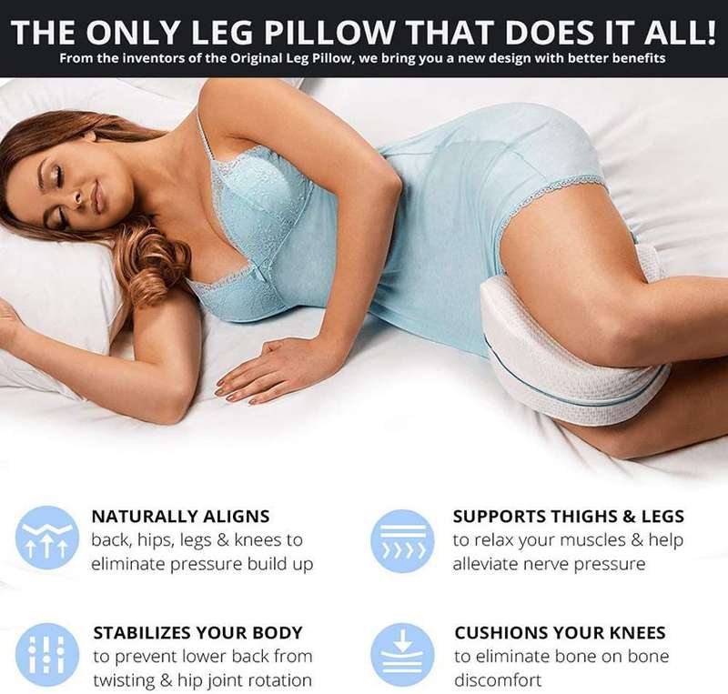 Orthopedic Leg Pillow Knee Support- Soothing Pain Relief from Back, Hips