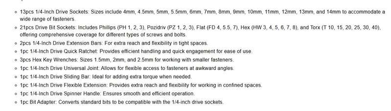 Tools Set 46pcs 1/4-Inch Socket Set Car Vehicle Repair Set
