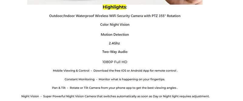 Waterproof Outdoor Smart WIFI PTZ Security HD Camera
