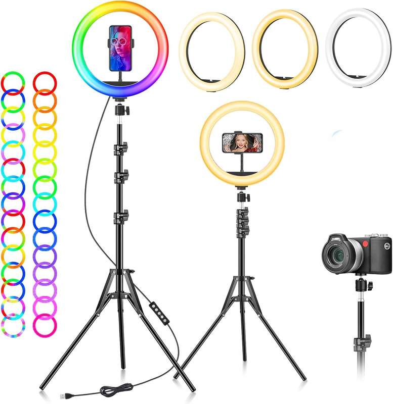10" RGB LED Ring Light with 176cm Tripod Stand & Phone Holder