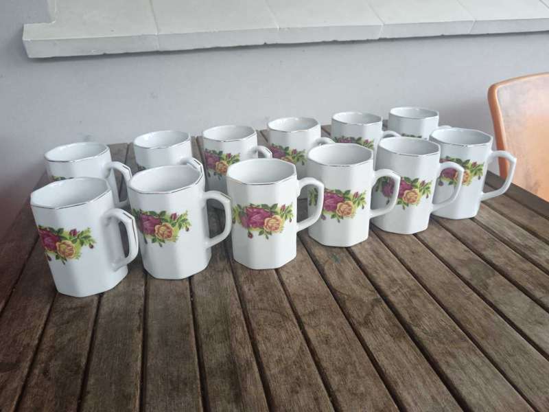 12 China English Rose Porcelain Coffee Cups