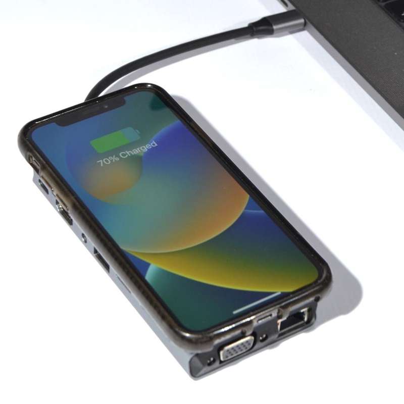 USB-C Multi-Function Docking Station (13-in-1 Hub with 15W Wireless Charger)