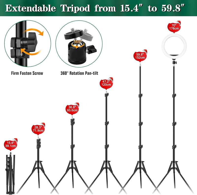 10" RGB LED Ring Light with 176cm Tripod Stand & Phone Holder