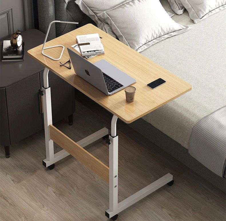 Portable Laptop Desk With Adjustable Stand & Wheels - Beige